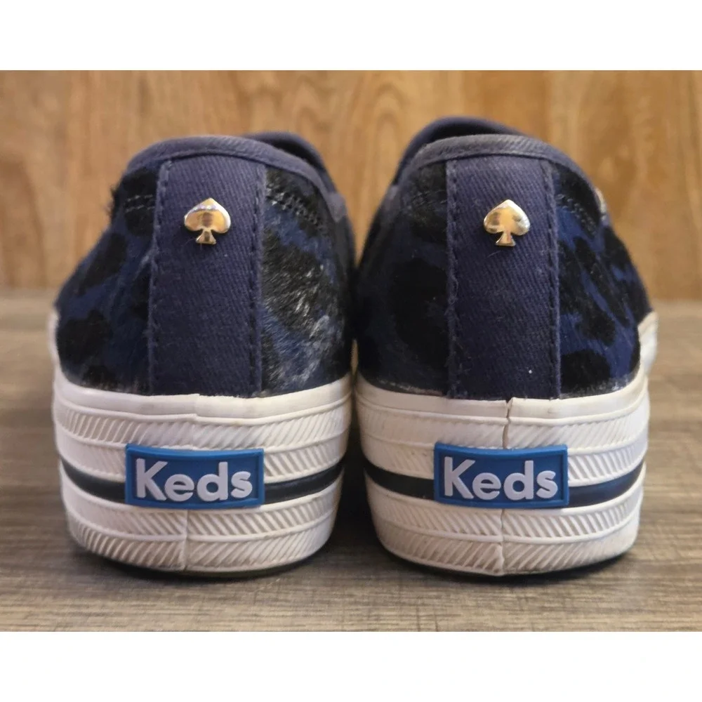 Keds X Kate Spade New York Double Decker Shoes Womens Size 6‎ Blue Leopard